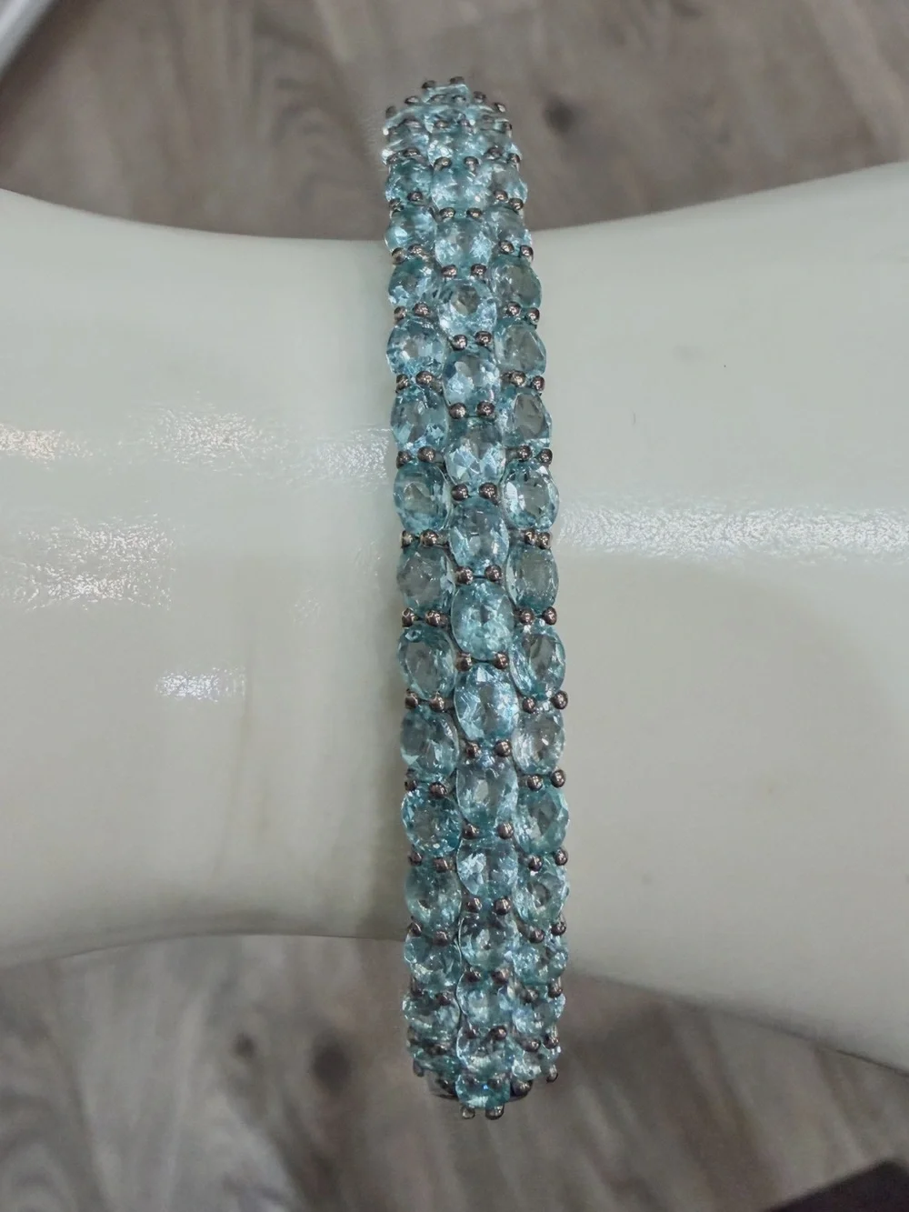 Betroka Blue Apatite Sterling Silver 7.25” Bangle Bracelet